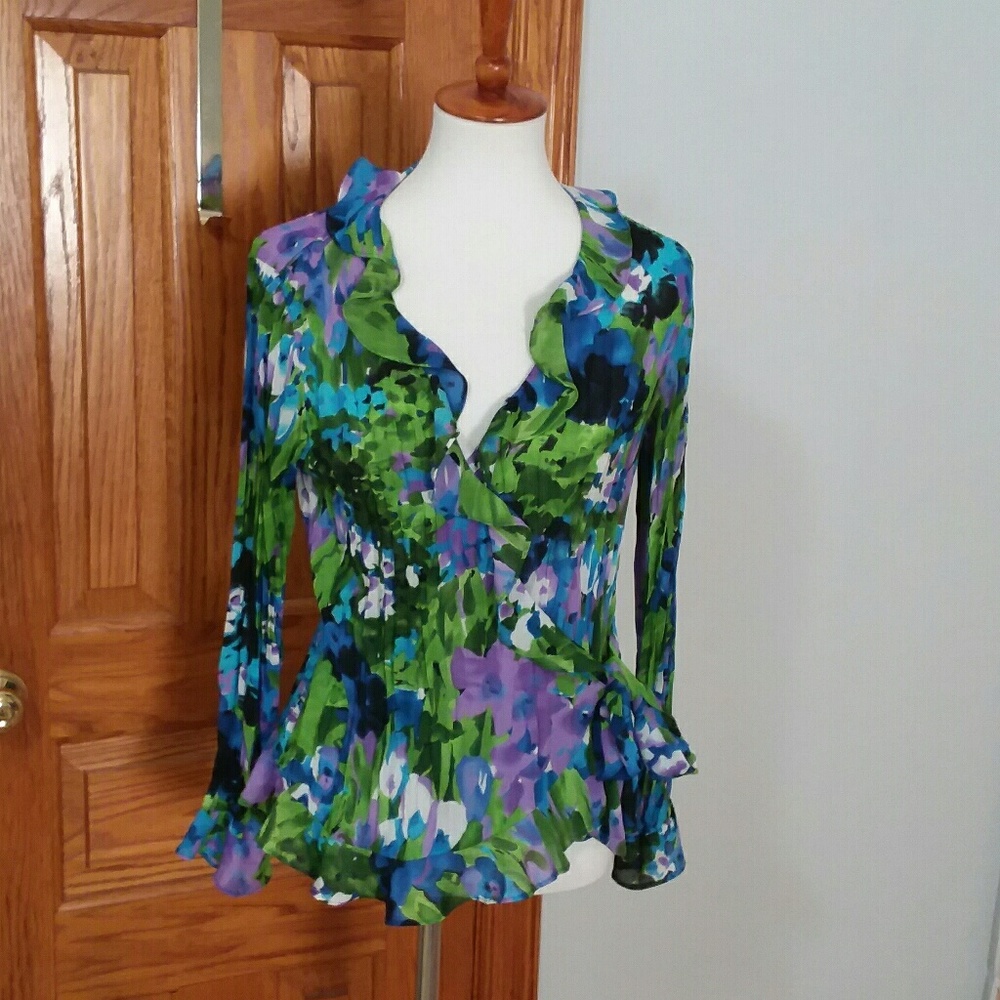 Sunny Leigh | Watercolor Accordian Wrap Blouse